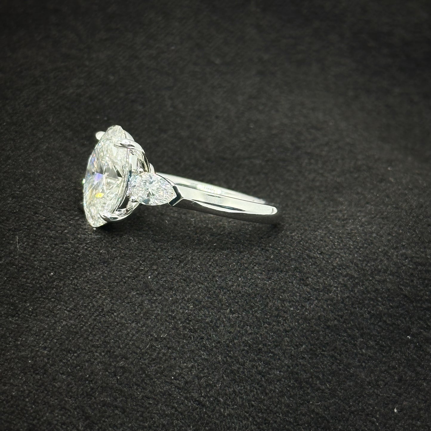 Oval shape, three stone ring