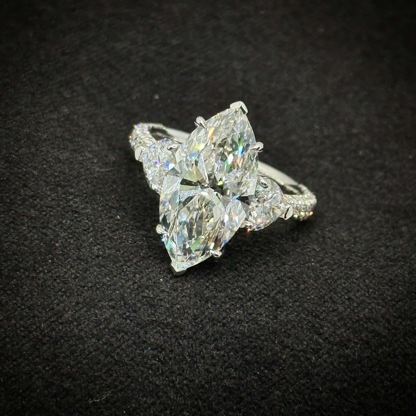 Marquise cut, three stone ring