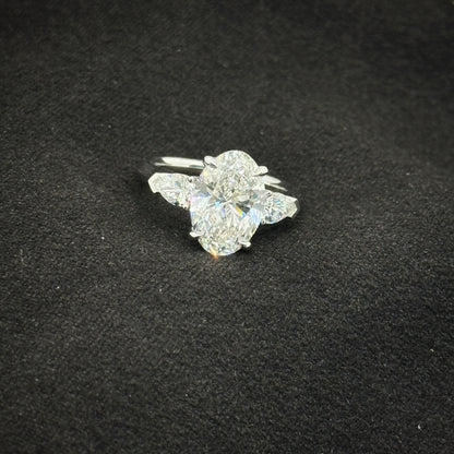 Oval shape, three stone ring