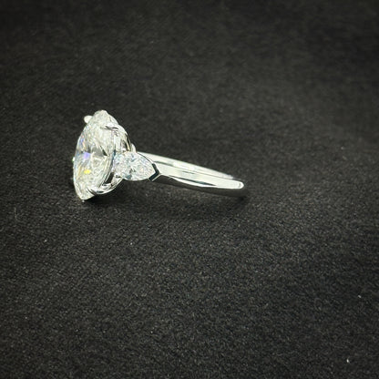 Oval shape, three stone ring